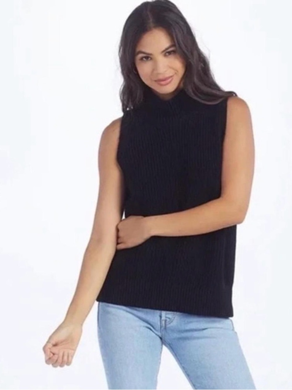SUMMERSALT Ribbed Sleeveless Turtleneck Sweater
